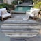 Homeroots 8' Charcoal Beige And Brown Round Striped Washable Indoor Outdoor Area Rug 598874 - alternate 6