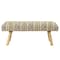 Homeroots 47" Black Cream and Natural Geo Stripe Cotton Blend Upholstered  Bench 548256 - alternate 8