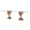 Homeroots 95" Clear And Brown Glass And Solid Wood Double Pedestal Base Dining Table 487882 - alternate 1