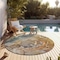 Homeroots 8' Round Gray and Gold Round Abstract Washable Non Skid Indoor Outdoor Area Rug 559164 - alternate 4