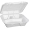 Genpak 9.25"x9.25"x3" White Lg 3 Compart Foam Hinged Dinner Container, PK200 SN203 - alternate 1