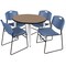 Regency Round Kahlo Breakroom Table W/ 4 Zeng Stack Chairs, 42 in W, 42 in L, Noble Oak TPL42RNDNOCM44BE - alternate 1