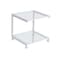 Homeroots 21" Clear And White Glass And Steel Printer Cart 523893 - alternate 1