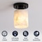 Jonathan Y Jules 5.13" 1-Light Modern Contemporary Alabaster/Iron Cylinder LED Semi Flush Mount, White Marbling/ JYL1206B - alternate 7