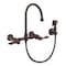 Whitehaus Collection Vintage III Plus Wall Mount Faucet with a  Long Gooseneck Swivel Spout, and Solid Brass Side Spray WHKWLV3-9301-NT-ORB - alternate 1