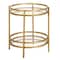 Homeroots 22" Brass And Clear Glass And Steel Round End Table With Shelf 543812 - alternate 7