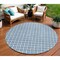 Homeroots 8' Denim Blue And Ivory Round Geometric Washable Indoor Outdoor Area Rug 614739 - alternate 1