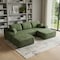 Homeroots 107" Green Corduroy Modular Compression Foam Sofa With Ottoman And Toss Pillows 712958 - alternate 3