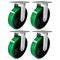 Hyw Products Heavy Duty Caster Set 8in Green Polyurethane on Cast Iron Wheels, 4 Rigid, 4PK 40-80R-A1-PC-4 (G) - alternate 1