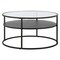 Homeroots 32" Black Glass And Steel Round Coffee Table With Shelf 520917 - alternate 1
