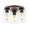 Jonathan Y Nola 13" 3-Light Bohemian Farmhouse Iron/Seeded Glass LED Semi Flush Mount, Wood Finish/Clear JYL7564A - alternate 1