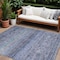 Homeroots 9' X 12' Blue Aqua And Charcoal Floral Washable Indoor Outdoor Area Rug 606186 - alternate 1