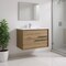Homeroots 40" Natural Wood Floating Bathroom Vanity With White Sink And Two Drawers 624110 - alternate 5
