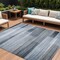 Homeroots 9' X 12' Denim Blue And Ivory Striped Washable Indoor Outdoor Area Rug 630985 - alternate 1