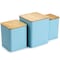 Megachef 3 Piece Square Iron Kitchen Canister Set with Bamboo Lids in Turquoise MG-410 - alternate 6