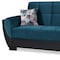 Homeroots 93" Blue Microfiber And Faux Leather Sleeper Sofa And Toss Pillows With Brown Legs 607165 - alternate 9
