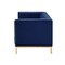 Homeroots 85" Navy Blue Velvet Sofa With Gold Legs 543974 - alternate 5