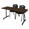 Regency Kobe T-Base Training Seminar Table W/ 2 M Stack Chairs, 66 in W, 24 in L, Neo Walnut MKTRCT6624NW47BK - alternate 1