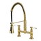 Kingston Brass Double-Handle Deck-Mount Pre-Rinse Bridge Kitchen Faucet, Brushed Brass GS1277BPL - alternate 1