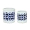 Homeroots Set of Two White And Blue Ceramic 5 Ounce Geometric Round Pot Planters, 2PK 518001 - alternate 1