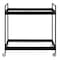 Homeroots 33" Black Steel and Glass Rolling Bar Cart 530445 - alternate 6