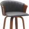 Homeroots 30" Gray And Wood Brown Faux Leather Swivel Bar Height Bar Chair 534421 - alternate 5