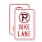 Signmission No Parking Bike Lane With '''P'' No Parking Symbol, 18'' X 24'' 2 Signs, Heavy Gauge Aluminum, 2PK A-1824-2PACK-25051 - alternate 1