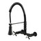 Kingston Brass Double-Handle Wall-Mount Pre-Rinse Bridge Kitchen Faucet, Matte Black GS1240BEX - alternate 1