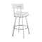 Armen Living Benjamin 30in Swivel Bar Stool in Brushed Stainless Steel with White Faux Leather LCBEBABSWHI30 - alternate 6