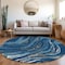 Homeroots 8' Navy Blue Gold And Copper Round Abstract Washable Indoor Outdoor Area Rug 600242 - alternate 6