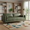 Homeroots 89" Moss Green Leather Sofa With Brown Legs 640994 - alternate 6