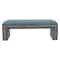 Homeroots 56in Blue and Brown Fabric and Solid Wood Upholstered Bench 668859 - alternate 1