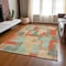 Homeroots 9' X 12' Sage Gray And Orange Geometric Washable Indoor Outdoor Area Rug 613233 - alternate 5
