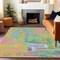 Homeroots 8' X 10' Pink Key Lime And Sky Blue Abstract Washable Indoor Outdoor Area Rug 609217 - alternate 3