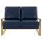 Leisuremod Jefferson Leather Loveseat with Gold Frame, Navy Blue JAG53NBU-L - alternate 4