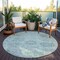 Homeroots 8' Teal Blue And Gray Round Damask Washable Indoor Outdoor Area Rug 603793 - alternate 6