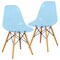 Leisuremod Dover Plastic Dining Side Chair with Wooden Legs, Transparent Blue, 2PK EP19TBU2 - alternate 1