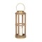 Homeroots 26" Natural And Bronze Distressed Geometric Solid Wood And Metal Tabletop Lantern Candle Holder 609333 - alternate 1