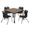 Regency Square Kee Mobile Adjustable Classroom Table W/ 4 Andy Chairs, 30 in W, 30 in L, Noble Oak TB3030NOAPCGY45BK - alternate 1