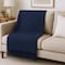 Homeroots 50" X 67" Navy Blue Cotton Blend Woven Throw Blanket with Fringe 632911 - alternate 5
