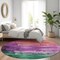 Homeroots 8' Purple Salmon And Green Round Abstract Washable Indoor Outdoor Area Rug 610957 - alternate 7