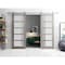 Sartodoors Sturdy Double Barn Door with Frosted Glass Grey 64x96 (2* 32x96) Solid Core Modern Interior QUADRO4002DB-S-NEB-6496 - alternate 1
