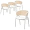 Leisuremod Ervilla Dining Chair with White Powder Coated Steel Legs and Wicker Back, White, 4PK ECW-20W4 - alternate 1