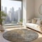 Homeroots 8' Gray Silver And Charcoal Round Abstract Washable Indoor Outdoor Area Rug 577651 - alternate 6