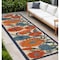 Homeroots 8' Ivory Blue And Orange Floral Indoor Outdoor Runner Rug 545025 - alternate 6