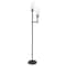 Homeroots 69" Black Two Light Torchiere Floor Lamp With Clear Transparent Glass Drum Shade 523435 - alternate 1