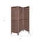 Homeroots 67" Brown Solid Wood Folding Three Panel Screen Room Divider 415074 - alternate 3