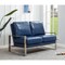 Leisuremod Jefferson Contemporary Faux Leather Loveseat with Silver Frame, Navy Blue JAS53NBU-L - alternate 6