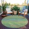 Homeroots 8' Artichoke Green Round Striped Washable Indoor Outdoor Area Rug 608451 - alternate 6