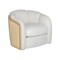 Homeroots 34" Off White and Natural Fabric Wood And Rattan Swivel Arm Chair 635754 - alternate 6